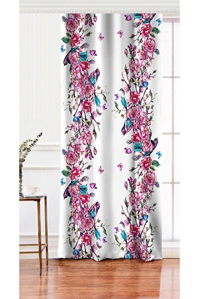 Realhomes ستارة خلفية لغرفة المعيشة مطبوعة رقمية بتصميم طائر منقوشة على شكل وردة