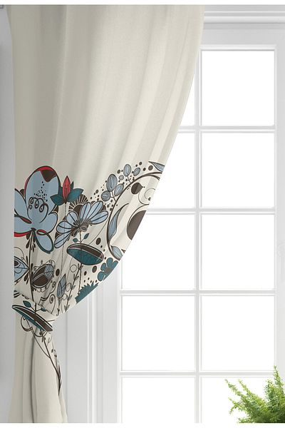 Realhomes Single Wing Special Design Digital Printed Living Room Background Curtain