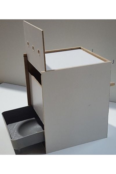 ardeppo Budgie Nest - Sliding - Plastic Folluk - Wooden MDF Nest - 19 Cm X 22 Cm + 22 Cm (height)