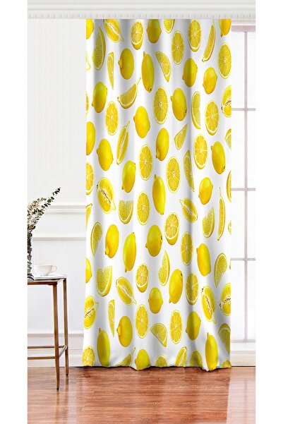 Realhomes Tek Kanat Limon Desenli 3d Dijital Baskılı Dekoratif Salon Fon Perdesi