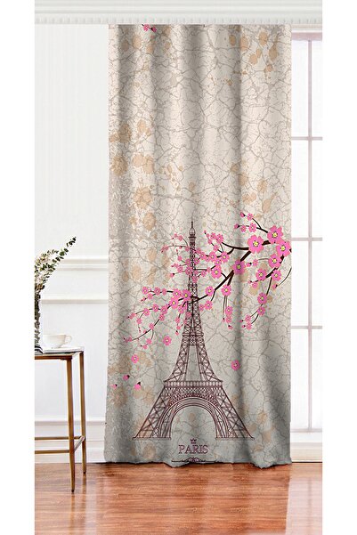 Realhomes Tek Kanat Eyfel Kulesi Resimli Dijital Baskılı Salon Fon Perdesi