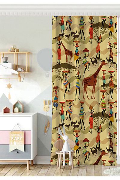 Realhomes Single Wing Ethnic African Patterned Special Design Baby Room Background Curtain