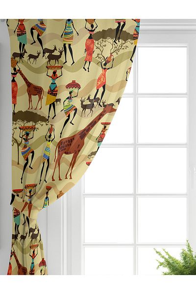 Realhomes Single Wing Ethnic African Patterned Special Design Baby Room Background Curtain