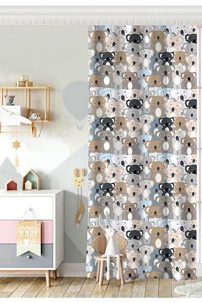 Realhomes Single Wing Teddy Bears Digital Printed Modern Children's Room Background Curtain