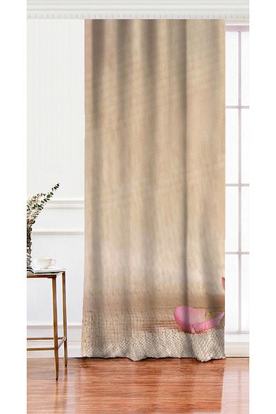 Realhomes Single Wing Flower Basket Pattern Digital Printed Living Room Background Curtain