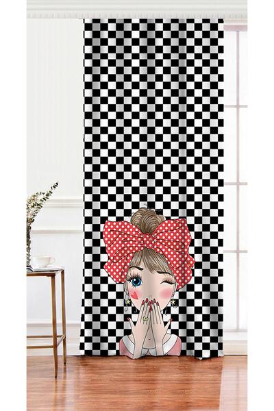 Realhomes Tek Kanat Fashion Girl Temalı Dijital Baskılı 3d Salon Fon Perdesi