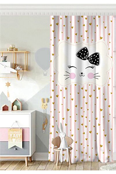 Realhomes Tek Kanat Modern Kedi Desenli Dijital Baskılı Çocuk Odası 3d Fon Perde