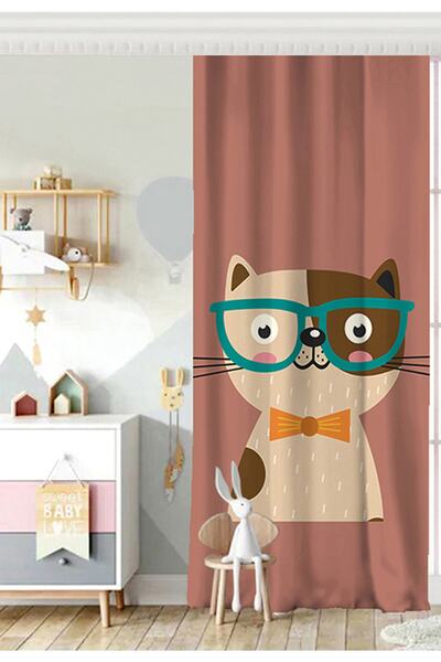 Realhomes ستارة خلفية لغرفة الأطفال حديثة مطبوعة رقميًا على شكل قطة ملونة بجن...