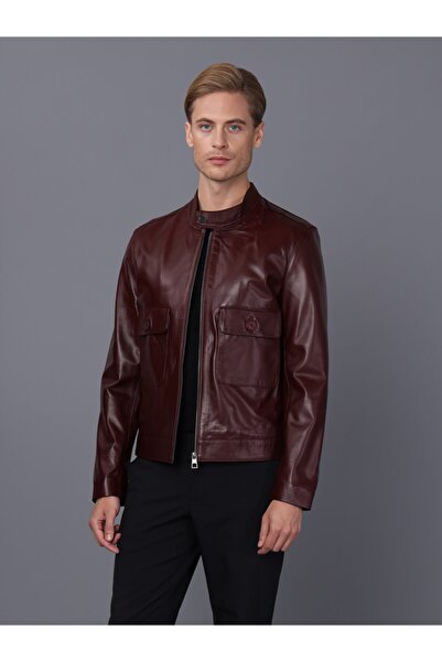 Basics&More سترة جلدية بلوم للرجال