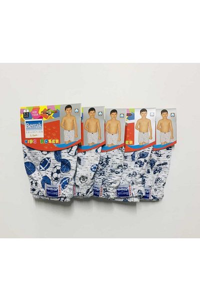 Berrak 4 Pieces Mixed Color Patterned 100% Cotton Boys' Boxers
