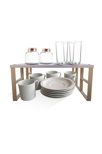 Moda Evim 2 Pieces In-Cabinet Organizer Shelf Metal Plate Cup Rack