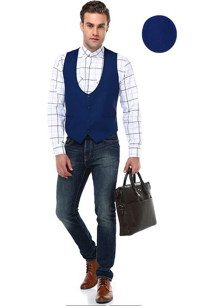 Varetta Men's Navy Blue Slim Sports Cut Vest