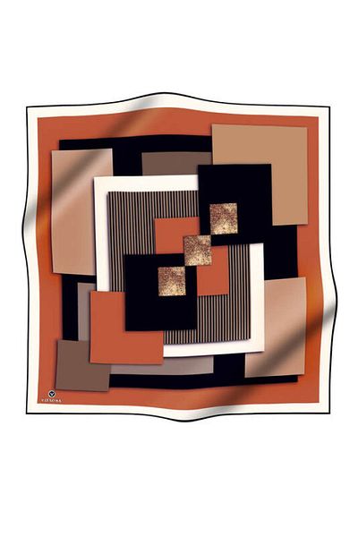 Vissona Γυναικείο μεταξωτό φουλάρι Black Tan Twill