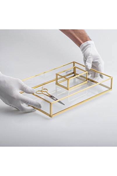 El Crea Designs 3 Parça Pirinç Gold Cam Nişan Söz Sunum Takımı Makas Yüzük Ku...