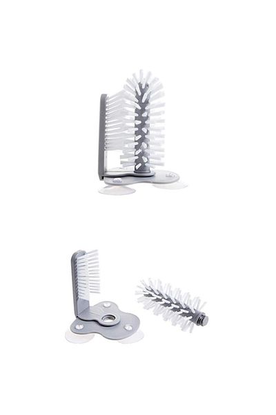 Buffer 2 Pieces Practical Easy-Functional Hand-held Dishwashing Brush with Suction Cup