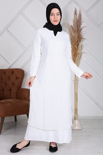 Reis Rochie Hijab albă cu două straturi pentru femei