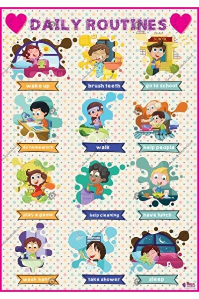 okul posterleri Daily Routines Poster