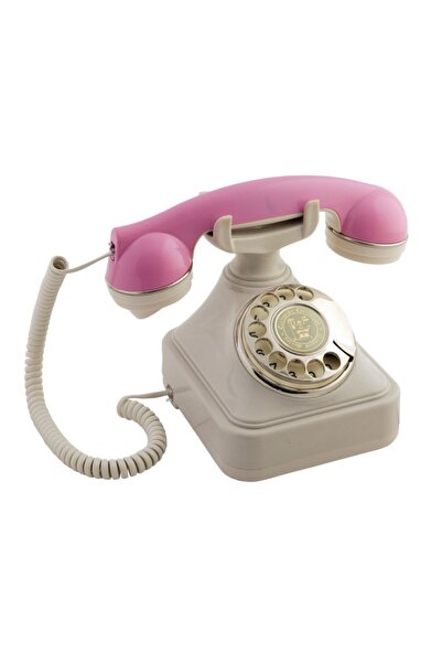 Anna Bell Pembe Krem Çevirmeli Klasik Telefon