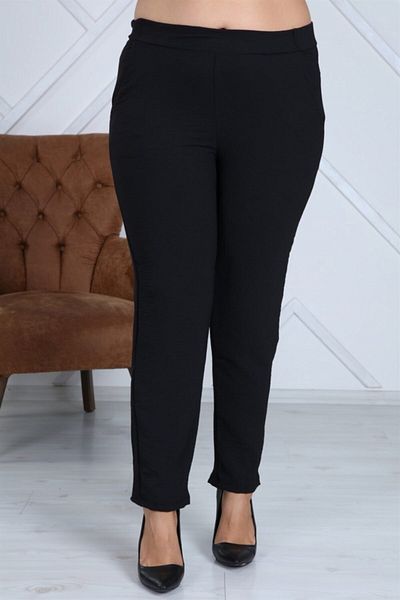 Seamoda Women's Black Ayrobin Fabric Trousers