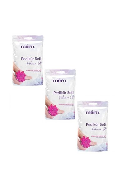 Mora طقم باديكير 3 قطع (حزمة واحدة تحتوي على: 2 جوارب، 1 منشفة، 1 دافعة خشبية، 1 عرموش)