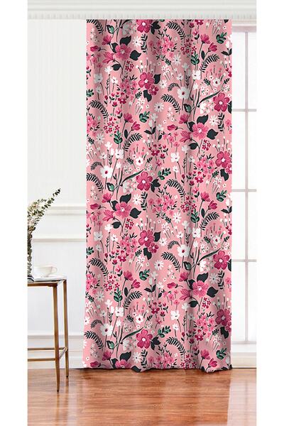 Realhomes Tek Kanat Çiçek Temalı Dijital Baskılı Salon Fon Perdesi