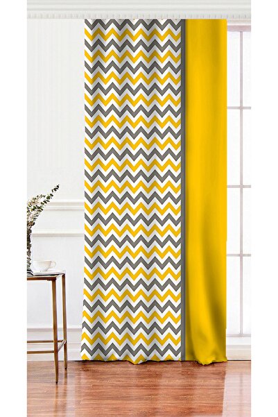 Realhomes Tek Kanat Zigzag Desenli Dijital Baskılı 3d Salon Fon Perdesi