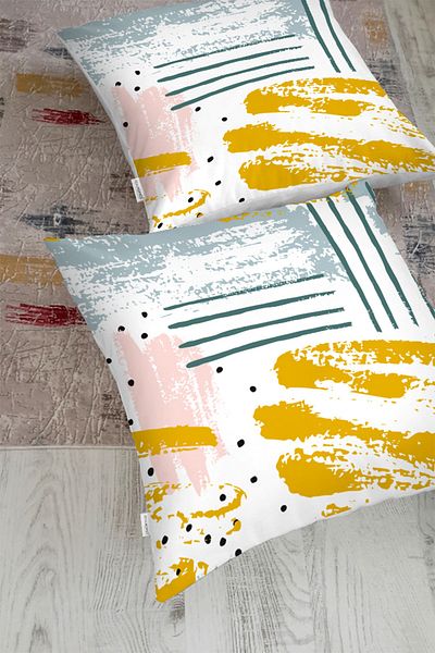 Realhomes Pernă de podea imprimată digital cu design special, cu desen cu pictură cu apă abstractă pe fundal alb