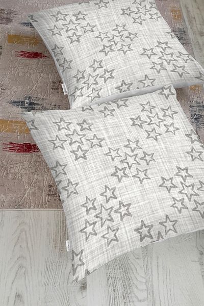 Realhomes Pernă decorativă de podea imprimată digital cu fundal denim și motiv cu stea