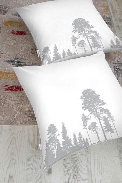 Realhomes Pernă decorativă de podea cu design de copac gri pe fundal alb