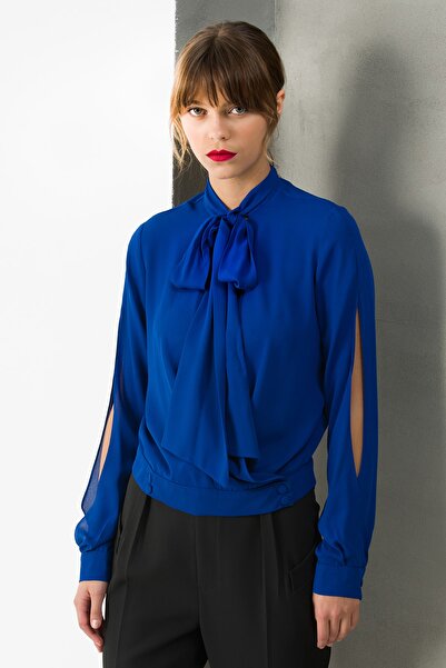 Jus De Pommes Kadın Lacivert Şal Bağlamalı Bluz