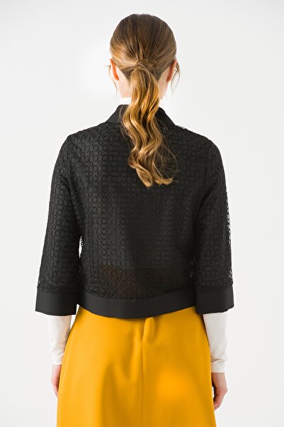 Jus De Pommes Women's Black Transparent Snap Blouse