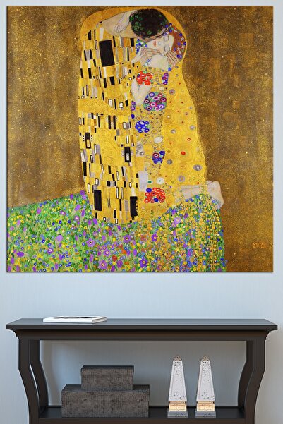 Nazenin Design Gustav Klımt The Kiss Öpücük Dev Boyut Kanvas Tablo 140x140 cm