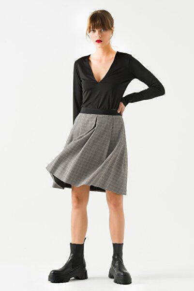 Jus De Pommes Kadın Gri Ekose Çizgili Etek