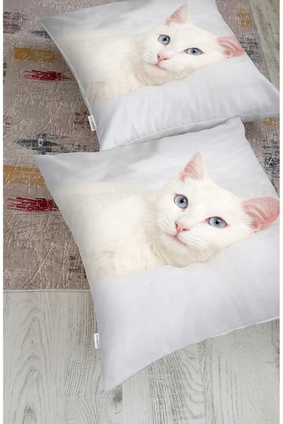 Realhomes Pernă de podea cu animale modernă, cu model de pisică drăguță, imprimată digital (1000 gr umplută în interior)