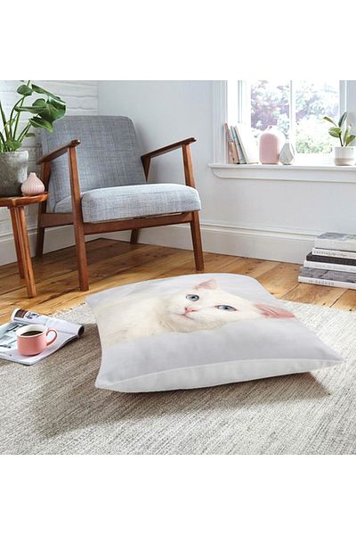 Realhomes Pernă de podea cu animale modernă, cu model de pisică drăguță, imprimată digital (1000 gr umplută în interior)