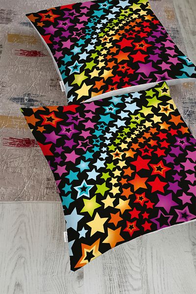 Realhomes Pernă de podea imprimată digital cu design special cu stele colorate