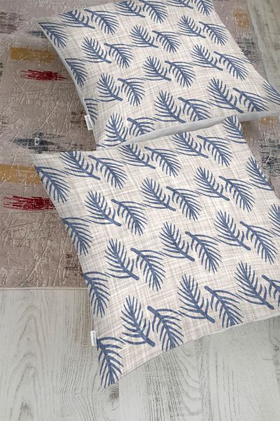 Realhomes Pernă de podea cu design special cu motiv de frunze pe podeaua din denim