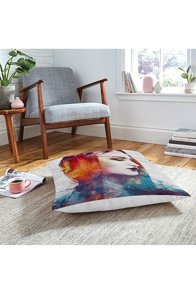 Realhomes Pernă de podea cu păr roșu de culoare pastel