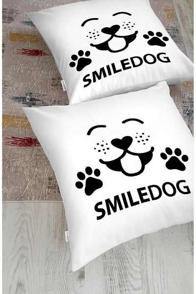 Realhomes Pernă de podea cu animale modernă imprimată digital cu motiv Smiledog (1000 gr umplută în interior)