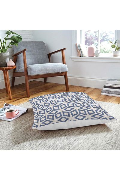 Realhomes Desene geometrice pe podea gri denim pernă de podea cu design special