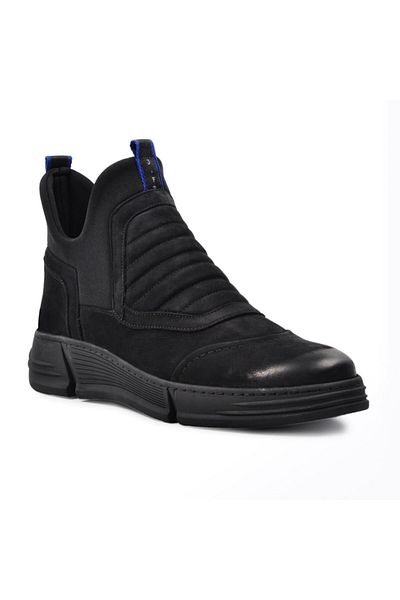 JAMES FRANCO 5761 Μαύρο-nubuck Γνήσιο Δερμάτινο Ελαστικό Ανδρικές Μπότες