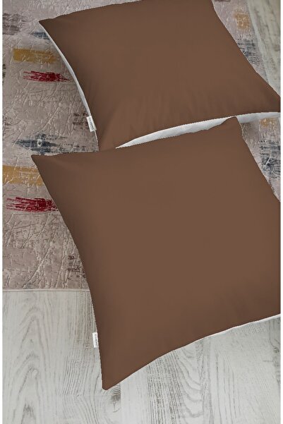 Realhomes Dijital Baskılı Düz Kahve Renkli Fermuarlı Yer Minderi