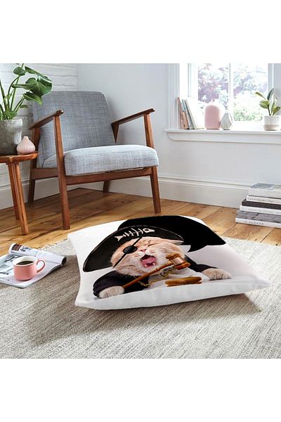 Realhomes Pernă de podea cu animale modernă imprimată digital cu haine de pirat (umplutură de 1000 gr în interior)