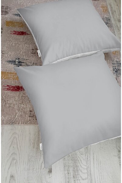 Realhomes Dijital Baskılı Düz Açık Gri Renkli Fermuarlı Yer Minderi