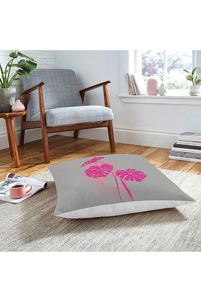 Realhomes Pernă decorativă de podea cu imprimeu frunze de palmier fucsia