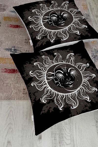 Realhomes Pernă de podea cu design special cu motiv Sun Moon