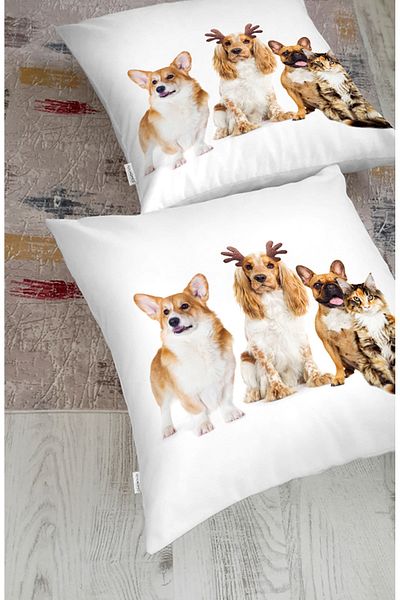 Realhomes Diverse modele de câini imprimate digital pernă modernă de podea cu animale (1000 gr umplută în interior)