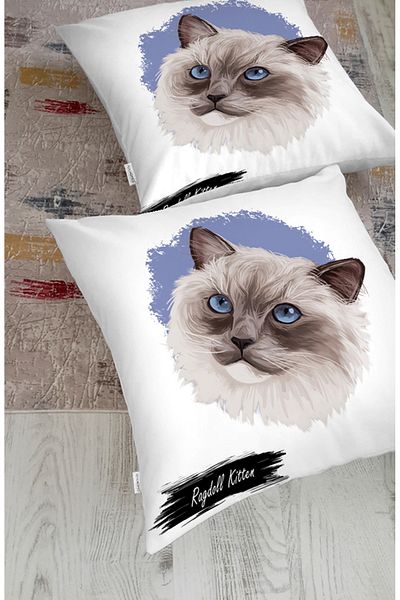 Realhomes Pernă de podea cu animale modernă, cu model de pisică drăguță, imprimată digital (1000 gr umplută în interior)