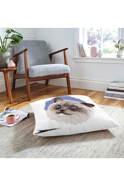 Realhomes Pernă de podea cu animale modernă, cu model de pisică drăguță, imprimată digital (1000 gr umplută în interior)