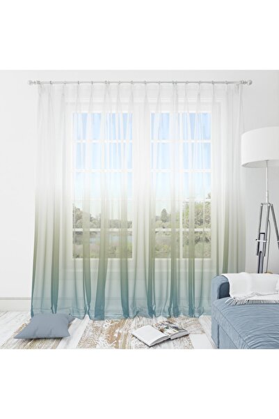 Alacastore Dokuma Şeffaf Baskılı Degrade Tül Perde